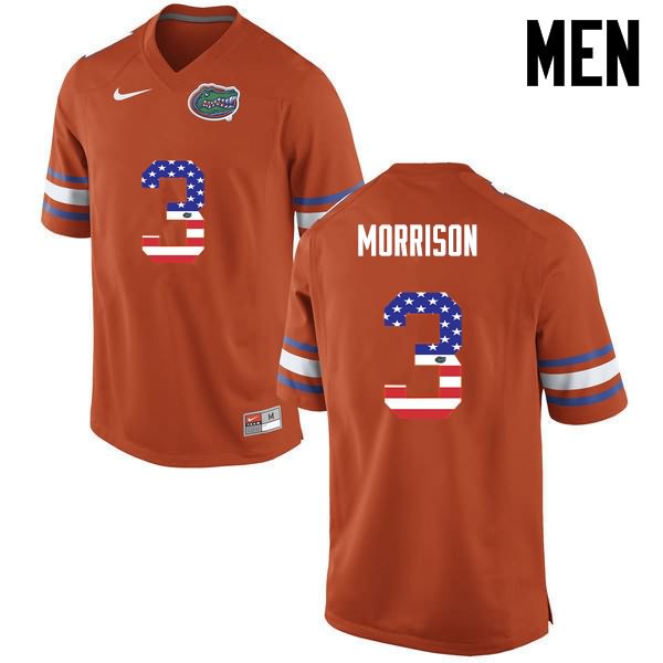 NCAA Florida Gators Antonio Morrison Men's #3 USA Flag Fashion Nike Orange Stitched Authentic College Football Jersey RJX8764SW